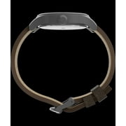 Timex Mens Expedition Scout 40mm Watch – Gunmetal Case Khaki Dial with Dark Brown Leather Strap