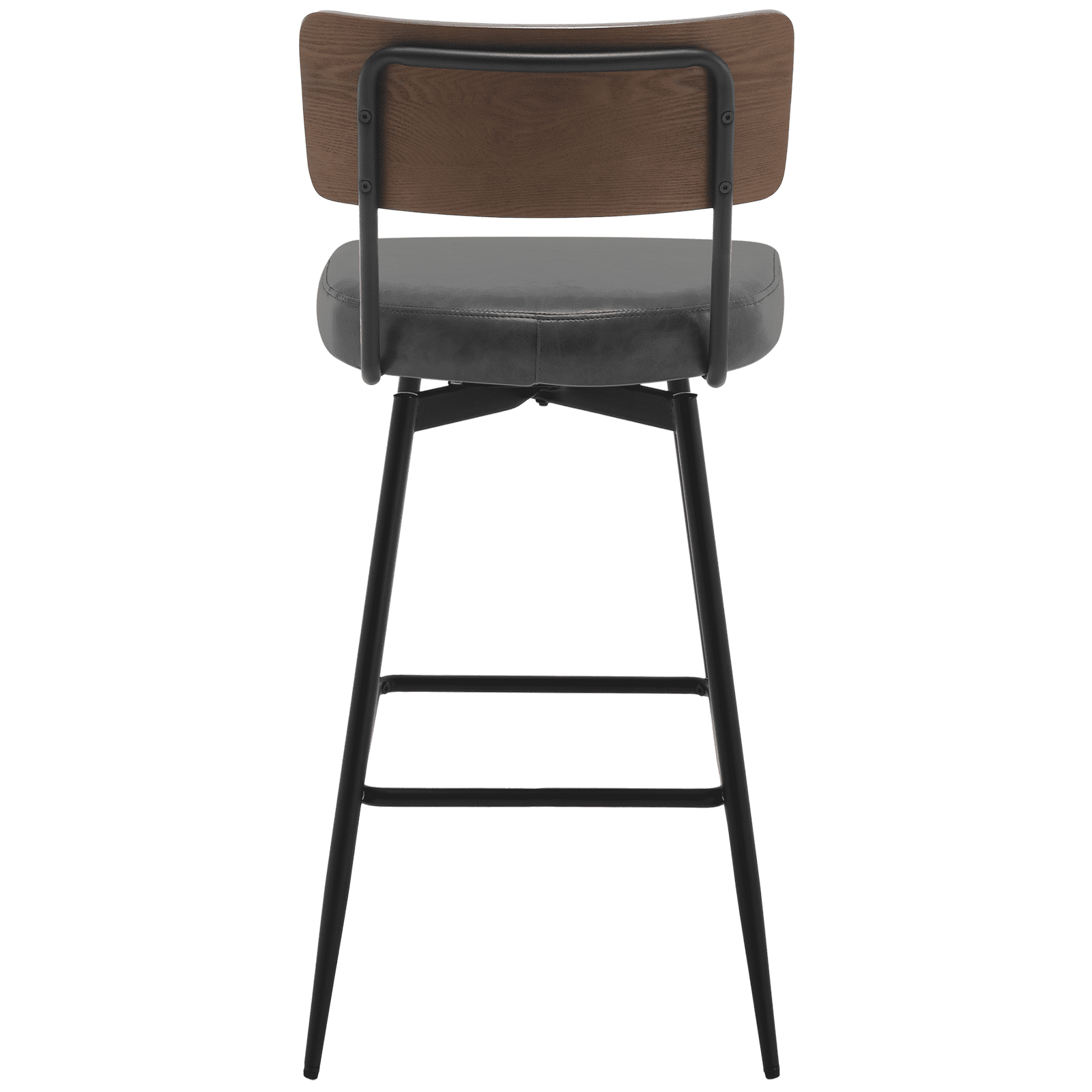 ANMINY Swivel Bar Stools Set of 4, 29" Seat Height, Upholstered Faux Leather Counter Barstools with Wood Backs and Metal Legs, Counter Height Bar Stool for Kitchen Island