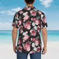 thumbnail image 6 of Balery Rose Flowers Print Men's Hawaiian Shirts Short Sleeve Beach Shirt Relaxed Fit Vacation Button Down Shirts-Large, 6 of 9