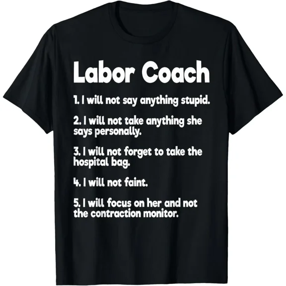 Labor Coach Expecting Dad Rules Parent Funny Baby Humor Unisex T-Shirt, up to Size 5XL