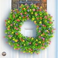 thumbnail image 2 of Spring Wreaths for Front Door Artificial Flower Wreath with Plastic Green Eucalyptus Leaves for Farmhouse Home Outdoor Decor, 2 of 5