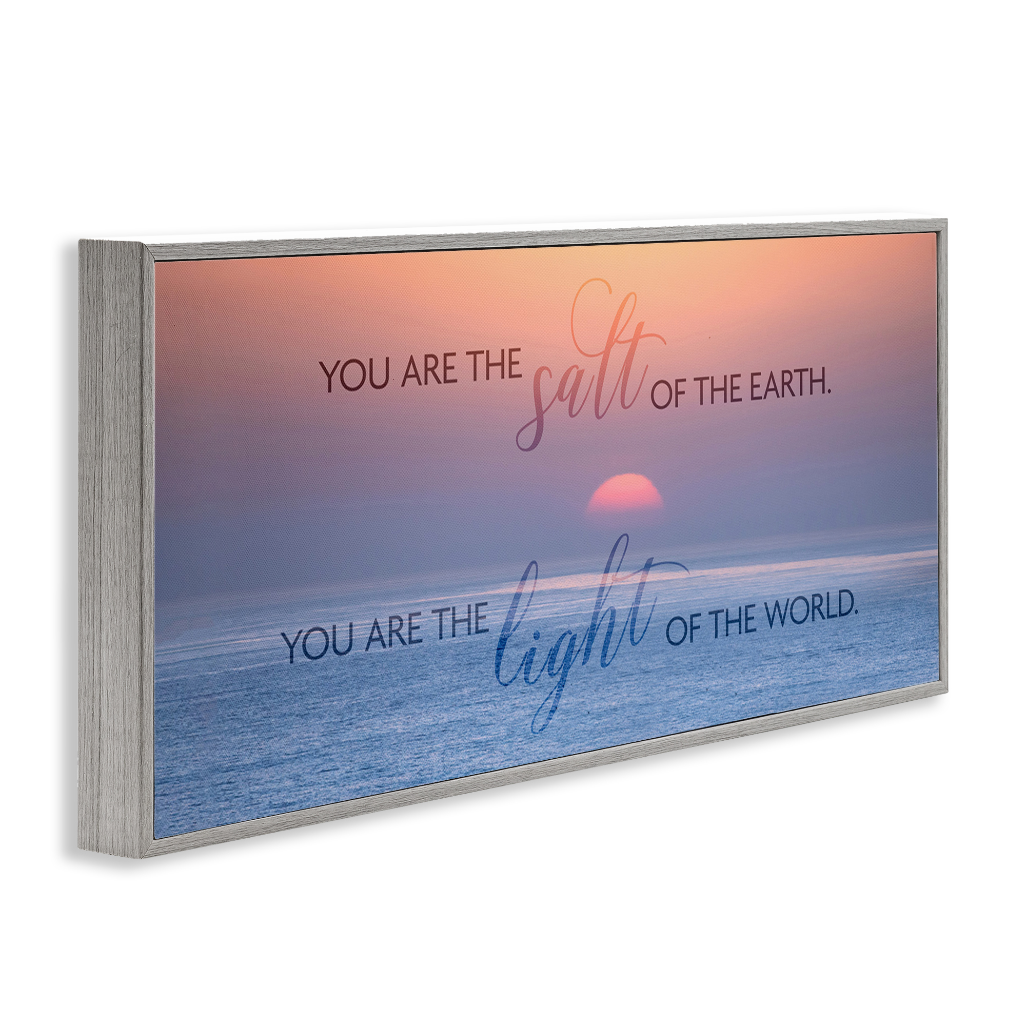 Stupell Industries Light Of The World Landscape Painting Gray Framed Art Print Wall Art, 30 x 13