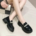 thumbnail image 2 of Women's Chunky Heel Platform Penny Loafers Slip On Dress Loafer Shoes Black Size 39, 2 of 10