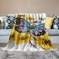 thumbnail image 2 of Nawypu  Purple White Comforter Queen Butterfly Floral Bedding Comforter Blue Purple Butterflies Yellow Flowers Aesthetic Bedding Girls Butterfly Blanket Comforter for Queen Bed, 2 of 6
