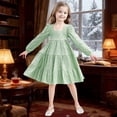 thumbnail image 2 of XXWXYD Little Girls Dress Long Sleeve Square Neck Solid Multi Tier A Line Big Swing Dresses Fall Spring Casual Church Par𝗍y Princess Flared Gown 2 to 7 Years Formal, 2 of 6