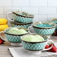 thumbnail image 6 of Meritage Otis 6 Piece 27 Ounce Stoneware Soup Bowl with Handle Set in Turquoise, 6 of 6