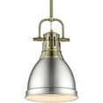 thumbnail image 1 of 1 Light Vintage Industrial Ceiling Pendant in Chrome with Matte Black Shade-Aged Brass Finish-Pewter Shade Color Bailey Street Home 170-Bel-4161595, 1 of 8