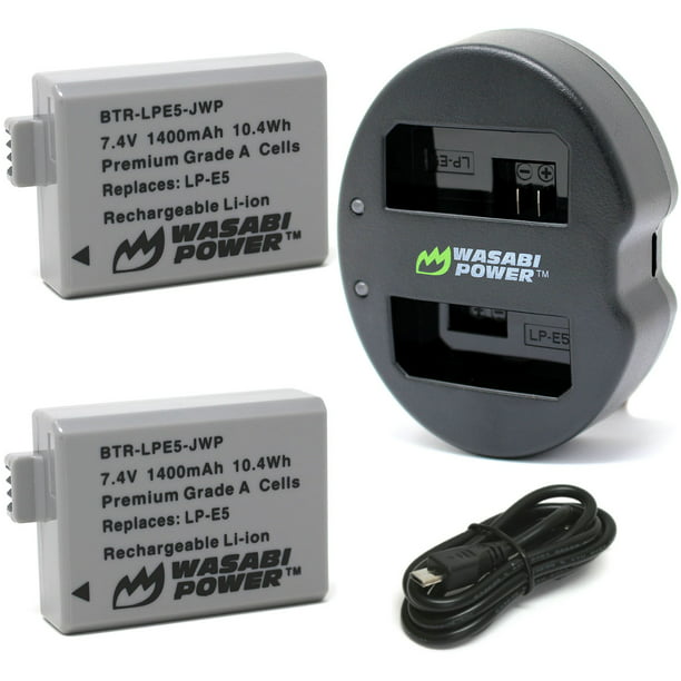Wasabi Power Battery (2-Pack) and Dual Charger for Canon LP-E5