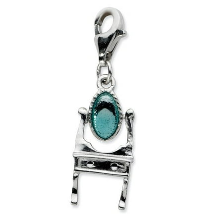 Sterling Silver Enamel Vanity with Lobster Clasp Charm (0.7in long x 0.4in wide)