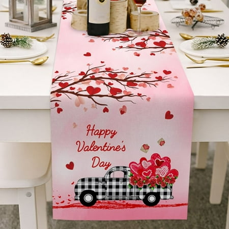 

Valentine s Day Red Heart Table Runner Placemats for Wedding Party Decorations Engagement Anniversary Party Table Cloth Clearance