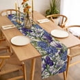 thumbnail image 3 of Spring Flowers Table Runner - 108 Inch Long, Kitchen Dining Table Runner Dresser Scarves, Purple Hydrangea Orchid Floral Country Beige Farmhouse Decor for Coffee Tables Wedding Party Banquet, 3 of 8