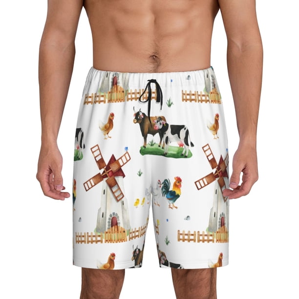 Fotbe Cute Farm Pantalones Cortos de Pijama para Hombre, Ropa de Dormir, Pantalones de Pijama Cortos para Hombre-4X-Large