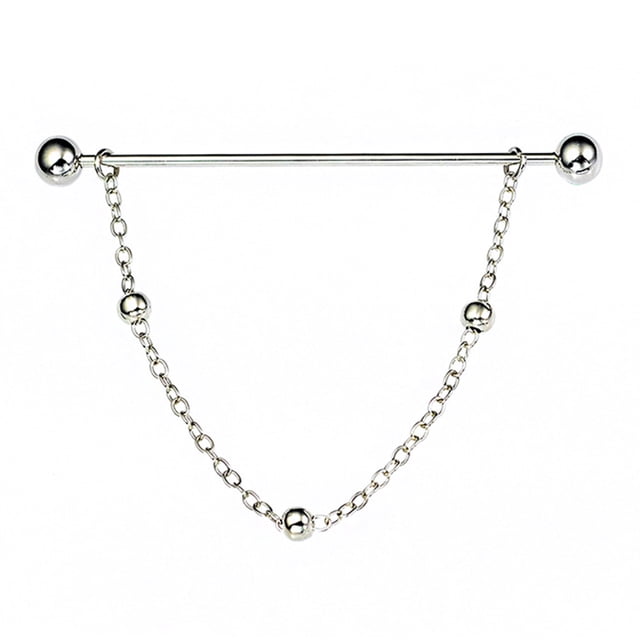 Milisten Collier Épingle Boules Rondes Col à Visser Chemises de Bar Cravate Décor Cravate Broche Col Épingle avec Chaîne (Argent)