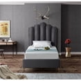 thumbnail image 4 of Maklaine Contemporary Solid Wood and Tufted Velvet Twin Bed in Gray, 4 of 9