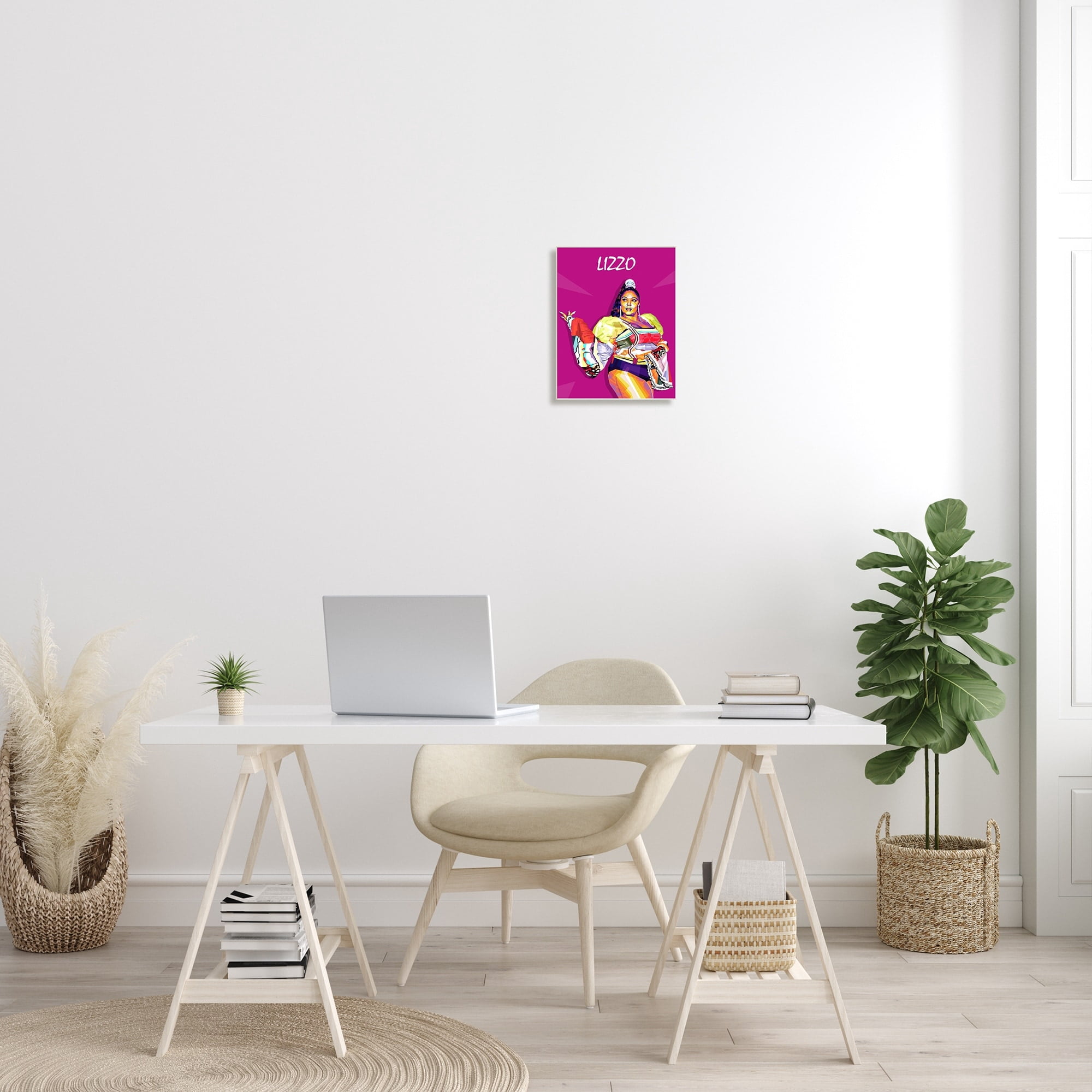 Stupell Industries Lizzo Modern Portrait Abstract Geometric Pattern Pop Pink, 10 x 15, Design by Birch&Ink