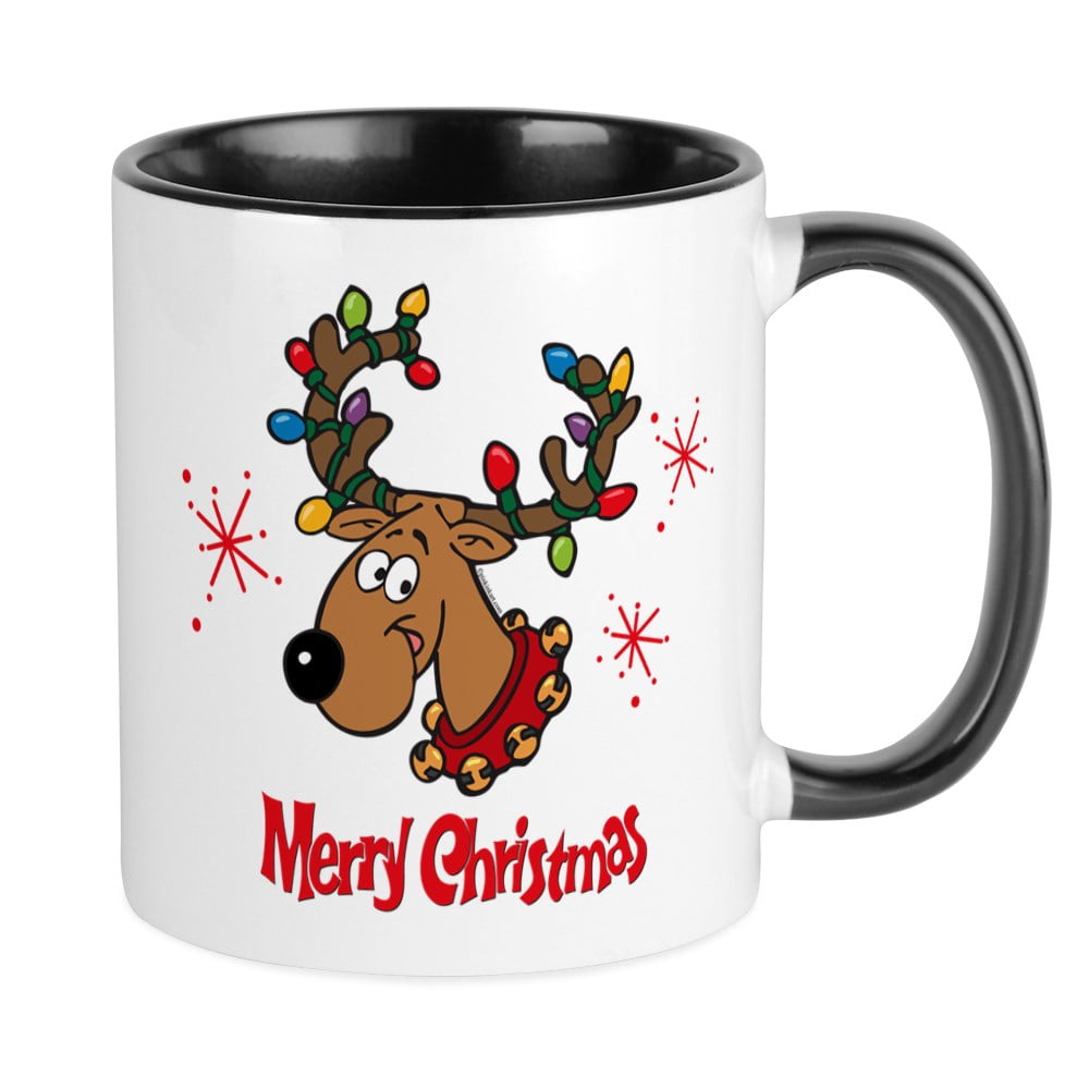 CafePress Merry Christmas Reindeer Mug Unique Coffee