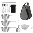 thumbnail image 1 of Outdoor Cookware Set 500ml Stainless Steel Camping Bowl with Strainer, 1 of 8