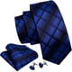 thumbnail image 2 of Conjunto de corbata Barry.Wang tejido en seda a cuadros azul real, 2 of 8
