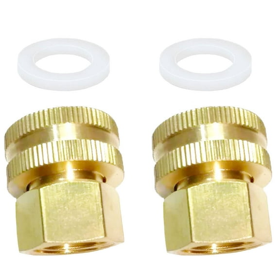 YOUHO Garden Hose Adapter Green Thumb Quick Swivel Threaded 3/4" GHT to 1/2 NPT Fitting Connector Double Female Thread 3/4" x 1/2" NPT Pipe Garden Hose Adapter Extension Repair Fitting (2 Pack)