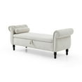 thumbnail image 3 of Storage Bench for Bedroom End of Bed Zarler Rolled Armed Velvet Ottoman Couch Long Bench Bedroom Bench with Storage, Beige, 3 of 8