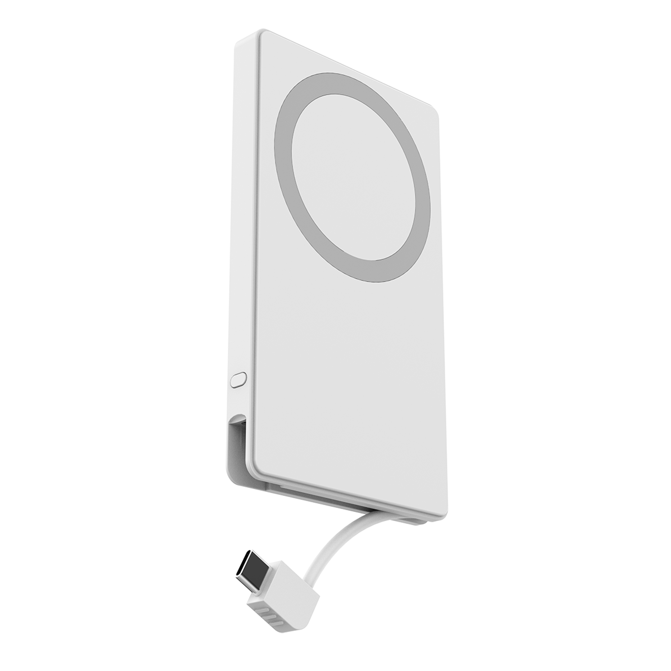 Batería portátil onn de 5,000 mAh con cable USB-C integrado, anillo magnético, Blanco - Compatible con iPhone serie 17/16/15, dispositivos Samsung, Pixel, iPad Pro y más (solo carga por cable) 2
