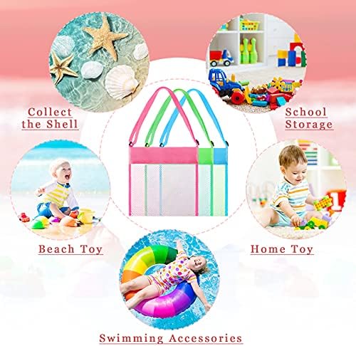 15 Pack Mesh Beach Tote Bag, Seashell Bags, Bag Toys Organizer for Holding Beach Teens' Toys Market Picnic(Classic Style)