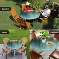 thumbnail image 4 of Modern Turquoise Gold Round Tablecloth for 55-60 Inch Tables,Fitted Table Cover with Elastic Edge,Abstract Teal Minimalist Art Waterproof Outdoor Table Cloth Protector for Patio Garden Dinner Picnic, 4 of 9