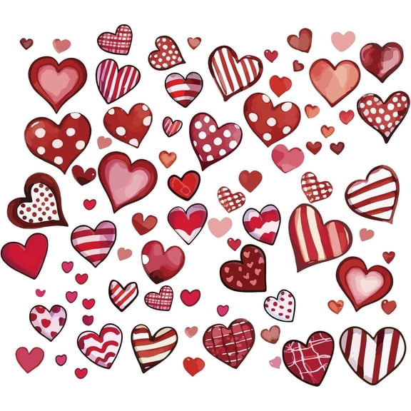 1set 8 Sheets Heart Valentine's Day Window Stickers Love Cartoon Self Adhesive Clings Wall Decals Peel and Stick Vinyl PVC Waterproof Decor for Bedroom Nursery Living Room Bath Dorm Colorful