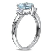 Everly Womens Created Sapphire and Created Aquamarine Sterling Silver Ring