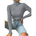 thumbnail image 1 of UKAP Women Knit Shirts Turtleneck Pullover Long Sleeve Tops Basic Work Sweater Grey XL, 1 of 2