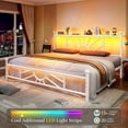 thumbnail image 7 of EnHomee King Size Metal Bed Frame with Vintage Headboard & Footboard Metal Platform Bed Frame King with LED Lights & Storage, Noise Free, White, 7 of 7