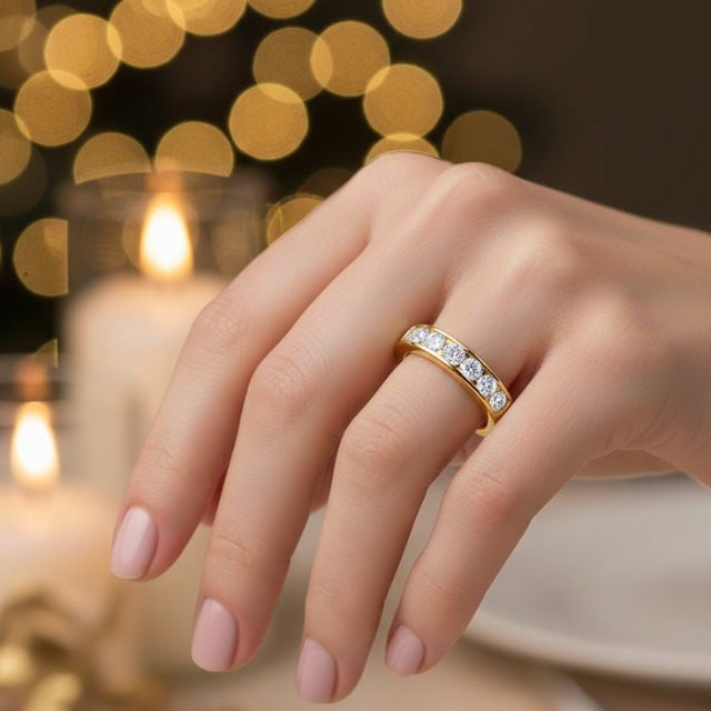 Mauli Jewels 1 Carat White Diamond Engagement Ring for Women – Wedding Band in 14K Solid Yellow Gold