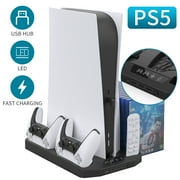 NETNEW Vertical Stand Cooling Fan PS5 Controller Charging Station Dock with USB Hub LED for PS5