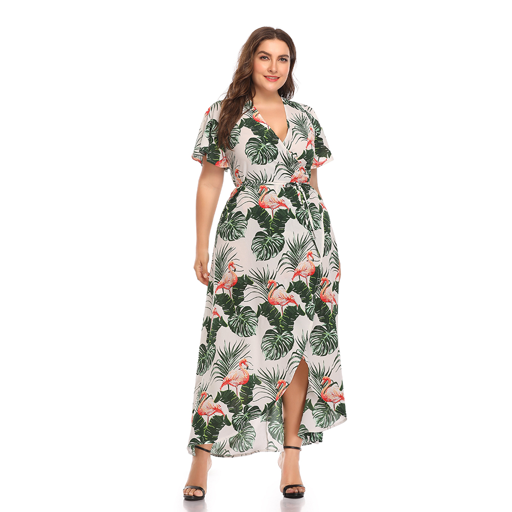 flamingo print dress plus size