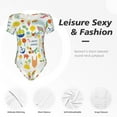thumbnail image 6 of Balery Summer Animal Women's Short Sleevee Crew Neck Bodysuit Tops Short Sleeve Tops Basic-Large, 6 of 9