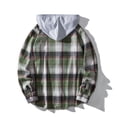 thumbnail image 4 of TMOYZQ Mens Flannel Hoodie Drawstring Hooded Plaid Shirts Long Sleeve Casual Button Down Shirts Lightweight Flannel Shirt Jackets, 4 of 9