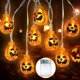 thumbnail image 1 of Guirnalda de luces de calabaza de Halloween, guirnalda de luces Led, farol de calabaza, 20 ledes, 10 pies, 2 modos, funcionamiento con batería estable/parpadeante kaili Sencillez, 1 of 3