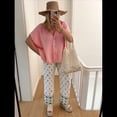 thumbnail image 4 of Suéter de Punto Informal de Verano para Mujer, de Corta, Holgado, con Botones y Cuello en V, Color Rosa, Talla L, 4 of 8