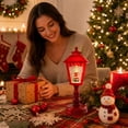 thumbnail image 3 of OANLKGI Christmas Lamp Post Light 8.46 x 3.15 IN Resin Design Resin Tabletop Lantern with Soft Warm Glow Holiday Street Lamp Decoration for Mantel Shelf Table christmas decorations Red, 3 of 5
