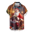 thumbnail image 1 of Mens Manga Corta Botón Abajo Camisas, Cuello de Vuelta Navidad Impresa Blusa, Top de Moda Casual, 1 of 4