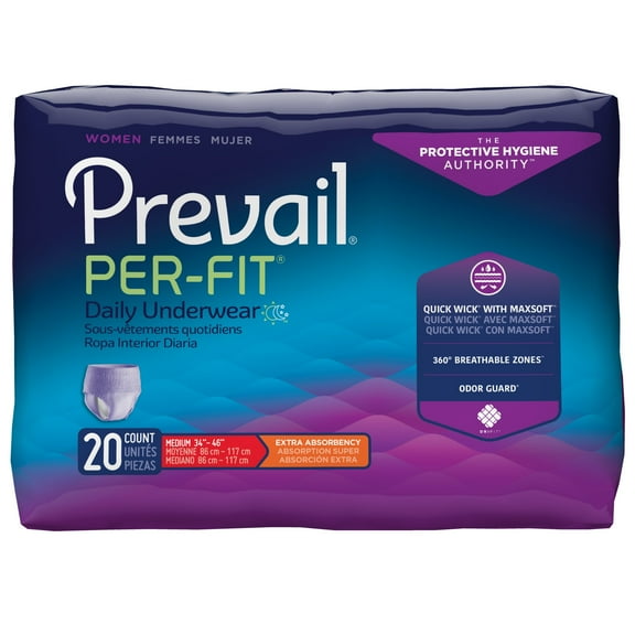 Prevail Disposable Underwear Female Medium, PFW-512, Extra, 20 Ct