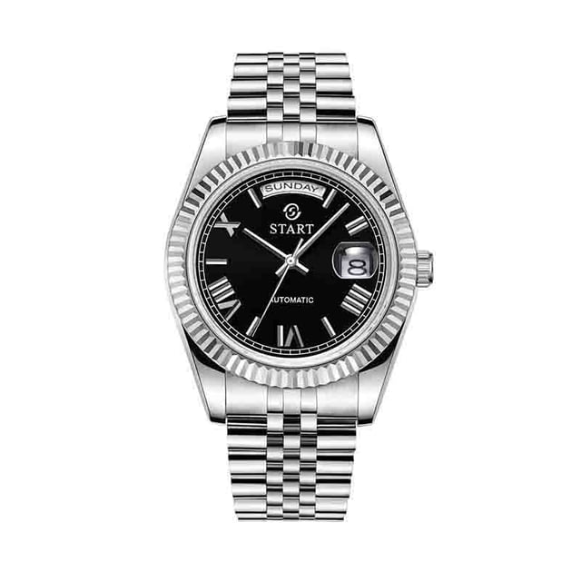 【START】Men's Waterproof Watch Swiss movement Automatic Mechanical Watch Roman Numeral Dial Metal Watch Date Week Function
