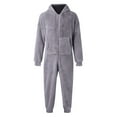 thumbnail image 5 of CaComMARK PI Clearance Men's Warm Fleece One Piece Hooded Zipper Pajamas Set, Soft Adult Onesie Hood Winter Gray 16(XXXXL), 5 of 6