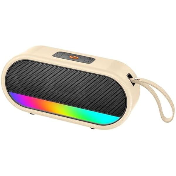 wonima11 Portable Bluetooth Speaker with LED Lights Punchy Bass Wireless Speaker 10H Playtime Built-in Mic Bluetooth 5.3 IP6 Waterproof for Party/Outdoor White