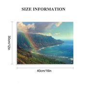 Pratyus Rainbow Mountain Ocean Canvas Print on Canvas Ready to Hang Home Art Decor 16x12in