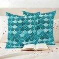 thumbnail image 3 of Green Outdoor Waterproof Pillow Covers, Modern Geometric Fish Scale Abstract Moroccan Decorative Square Throw Pillowcase Sofa Cushion Sham for Patio/Couch/Chair, 26"x26" 2 Pack, 3 of 8