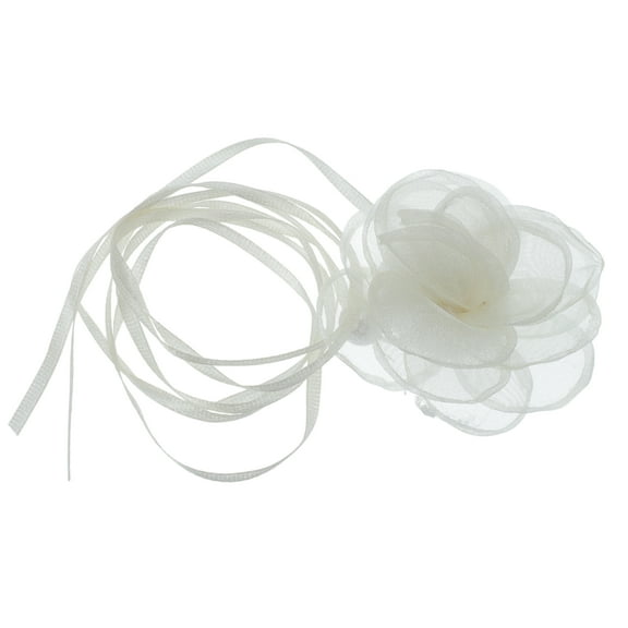 Unique Bargains 1 Pc Choker Necklace Delicate Pearl Satin Rose Tie Wrap Around Wrist Bracelet Beige