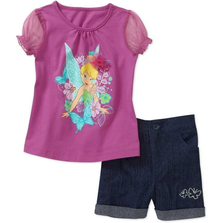 Disney Baby Girls' 2 Piece Tinkerbell Tee and Glitter Short Set
