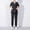 #01 Black, variant on Fnochy Scrub Suit Set for Women Modern V-neck & Tapered Leg Jogger Pants Medical Nursing Uniforms Set