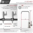 thumbnail image 6 of Stylish Single Handle Ht 12 ⅝” Brushed Stainless Steel Kitchen Faucet with 10 ½” Drinking Water Tap K130SK147S, 6 of 11